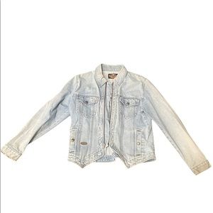 Harley-Davidson womens frosted denim zip up jacket vintage riding motorcycle